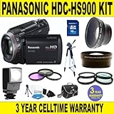 BRAND NEW PANASONIC HDC-HS900 CAMCORDER w/ .45X SUPER WIDE ANGLE LENS + 2X  ....