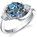 3 Stone Design 2.25 carats London Blue Topaz Ring in Sterling Silver Rhodium Nickel Finish Sizes 5 to 9