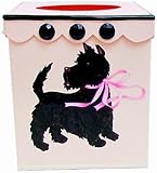 Vintage or Retro Tissue Holder ~ Tissue Box Cover ~ Tissue Box Holder ~ Kleenex Holder ~ French Pink Enamel with Retro Style 50's Scottie Art