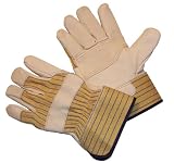 G & F 6431L-3 Premium Cowhide Leather Gloveswith Double Patch Palm and Rubberized Safety Cuff, 3-Pair, Large