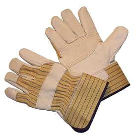 G & F 6431L-3 Premium Cowhide Leather Gloveswith Double Patch Palm and Rubberized Safety Cuff, 3-Pair, Large