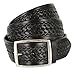 Square Buckle Basketweave Work Uniform Genuine Leather Belt 1.75
