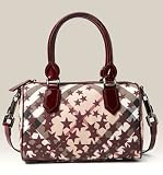 Burberry Stars Chester Berry Red Plaid Bowling Purse Bag