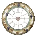Grape and Vine Motif Roman Numerals Wall Clock