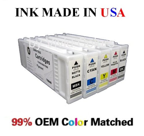 New 700ml Compatible PIGMENT ink cartridge for Epson Surecolor T3000/5000/7000-Set of 5(PHK,C,M,Y,MK)