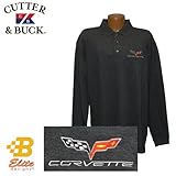 IMAGE OF C6 Corvette Mens Cutter & Buck Long Sleeved Polo Shirt Charcoal Greylarge Mck01271