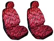 - 	 Red Zebra Animal Print Front Bucket Seat Cover w/ Headrest - Universal-Fit Set of 2