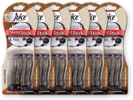 Six Pack (24pc) - Juice Air Freshener Coconut Vent Sticks - Zeeray 6206