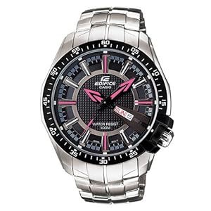 Men's Stainless Steel Edifice Black Dial Quartz (Watch)