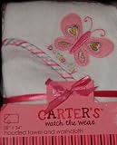Carter's Baby Hooded Towel and Washcloth (Pink Butterfly)