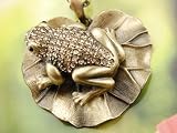 Topaz Crystal Rhinestone Frog Pond Lake Lily Costume Fashion Necklace Pendant
