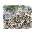 Confederate Cavalry Ransacking New Windsor, Maryland, during the Civil War Giclee Poster Print, 32x24