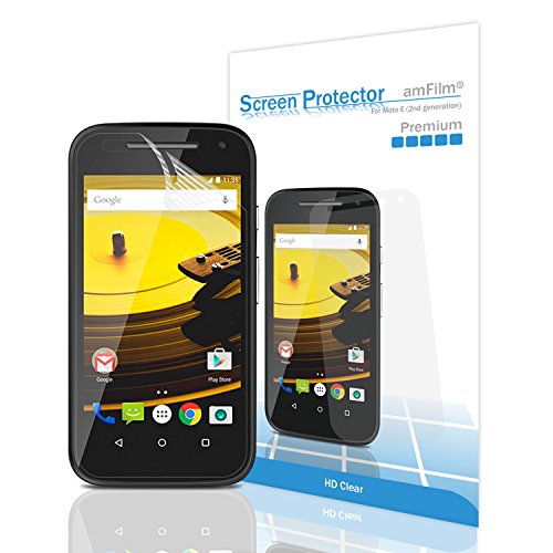 Moto E 2015 2nd Gen Screen Protector, amFilm® Premium HD Clear (Invisible) Screen Protector for Motorola Moto E 2nd Generation 2015 (3-Pack) [Lifetime Warranty]