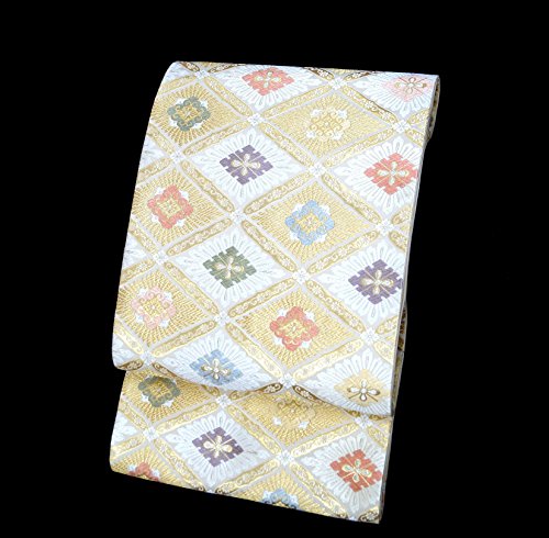 お仕立て代込み　西陣織　袋帯　正絹　訪問着 留袖 色無地に　菱華文 fo-416 成人式　帯（仕立前の現物確認はお知らせ下さい）