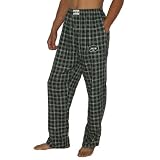 Mens NFL New York Jets Plaid Cotton Thermal Sleepwear / Pajama Pants - Green & White (Size: S)