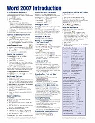 Microsoft Word 2007 Introduction Quick Reference Guide (Cheat Sheet of Instructions, Tips & Shortcuts - Laminated Card)