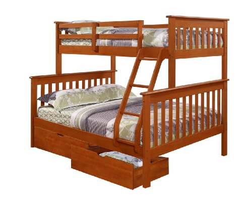 Bunk Bed Twin over Full Mission Style in Espresso with Drawers