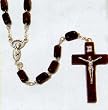 18" Silver Tone Rosary with 6.5mm Brown Wood Beads, Mary Centerpiece, and Brown Crucifix - Imported from ITALY 18" Silver Tone Rosary with 6.5mm Brown Wood Beads, Mary Centerpiece, and Brown Crucifix - Imported from ITALY
