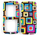 Samsung Messenger R450/R451 (Straight talk) Colorful Square Blocks on Black ....
