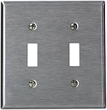 Leviton 84009-40 2-Gang Toggle Device Switch Wallplate, Standard Size, Device Mount, Stainless Steel