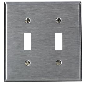 Leviton 84009-40 2-Gang Toggle Device Switch Wallplate, Standard Size, 302 Stainless Steel, Device Mount, Stainless Steel