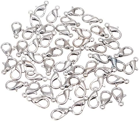 50 PCS 12mm Silver Plated Lobster Clasps Claw Jewelry Fastener Hook Findings Good Crafted and DIY Ideas