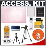 Snug-It Tight Fit Camera Skin (Pink) with Spare NB-4L Battery + Secure Digital Card Reader + Compact Digital Travel Tripod + Cameta Bonus Accessory Kit for Canon PowerShot SD1000 / IXUS 70 Digital Camera