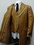 Brand New Mens Single Breasted Three Piece (3pc) Gold Striped Zoot Vest Dress Suit - Super 150s, Extremely Stylish, Very High Quality!