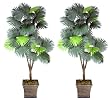 Two 6' Fan Palm Tripled Artificial Trees Silk Plants, with No Pot,