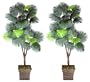 Two 6' Fan Palm Tripled Artificial Trees Silk Plants, with No Pot,