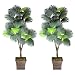 Two 6' Fan Palm Tripled Artificial Trees Silk Plants, with No Pot,