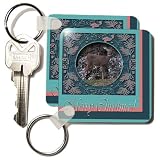 Beverly Turner Christmas Design and Photography - Deer Leaf Frame Merry Christmas - Key Chains