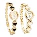 ThaiTime 2pcs Fashion Woman Girls Heart Shape Bracelet with Elegant Quartz Wrist Watch