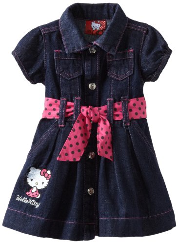 Hello Kitty Baby Girls' Button Down Dress with Polka Dot Belt
