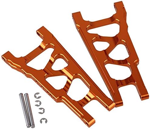 Mxfans 2 PCS Aluminium Alloy SLA007 Orange Front And Rear Suspension Arm for TRAXXAS SLASH 4X4 &amp; HQ727 Short Truck Model Car