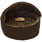 K&H Manufacturing Thermo-Kitty Bed Dlx Hooded Large Mocha Leopard 20-Inch 4 Watts