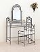 Bronze Nickel Vanity With Glass Table & Bench Set