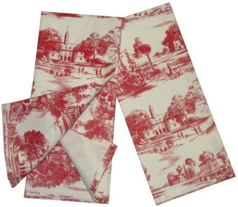 Toile French Country Dish Towel, Set of 2 Red by India Overseas Traders, Inc