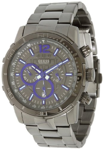 Guess U17529G1 chrono gunmetal dial stainless steel bracelet men watch NEW