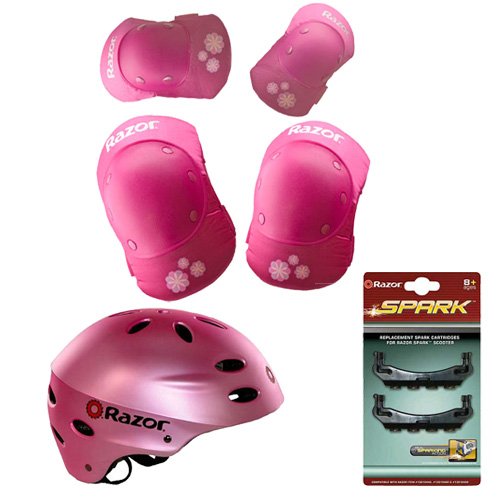Razor Spark Scooter Pink Deluxe Youth Accessory Bundle (Fits Recommended Ages 8-14)