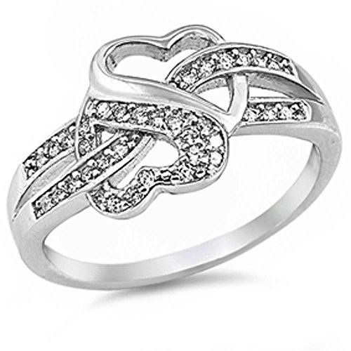 Cz Infinity Heart .925 Sterling Silver Ring Sizes 4-12