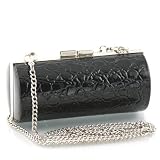 Croc Embossed Can Clutch - Black