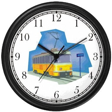 Street Car or Trolley Car No.2 Wall Clock by WatchBuddy Timepieces (White Frame)