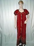 Cotton Kaftans Red Floral Print Summer Wear Evening Gowns M Cotton Kaftans Red Floral Print Summer Wear Evening Gowns M