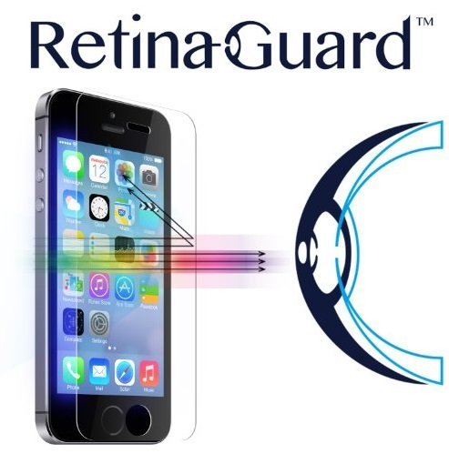 RetinaGuard Anti-blue Light Tempered Glass screen protector for iPhone SE / iPhone5 / 5S - SGS & Intertek Tested - Blocks Excessive Harmful Blue Light, Reduce Eye Fatigue and Eye Strain