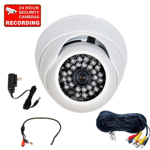 VideoSecu 700TVL Built-in Sony Effio CCD Infrared Outdoor Dome Security Camera Vandal Armor Day Night Vision Camera for CCTV DVR Surveillance System with Power Supply, Pre-Amp Mini Hidden Microphone and Video Audio Power Cable A77