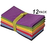 Cotton Craft Dinner Napkins - Multicolor 12 Pack - Pure 100% Cotton - 20x20 Oversized - Set contains one each Magenta, Lime, Ming Red, Stone, Black, Lavender, Grape, Orange, Teal, Navy, Mustard & Leaf