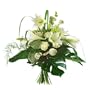 Blumenstrau� 'Hoher Strau�' Frisch vom Floristen vor Ort mit wei�en Lilien, und wei�en Rosen