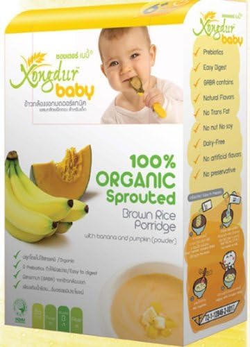 Baby Rice Cereal Organic with Banana and Pumpkin Powder with High Nutritional Value, Xongdur 20 G.(0.70 Oz.) 6 Sachets. by Xongdur