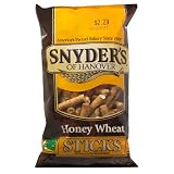 Snyders of Hanover Honey Wheat Pretzel Sticks, 9-Ounce Packages (Pack of 12)